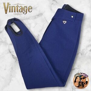 Vintage Obermeyer Stirrup Ski Pants Wool Blend Navy Blue Womens 14R Althletic